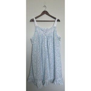 Eileen West Cotton Sleeveless Nightgown Blue Floral Women's Size 2X Plus
